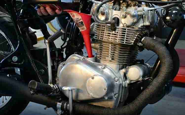 Motorcycle Engine Adding Oil